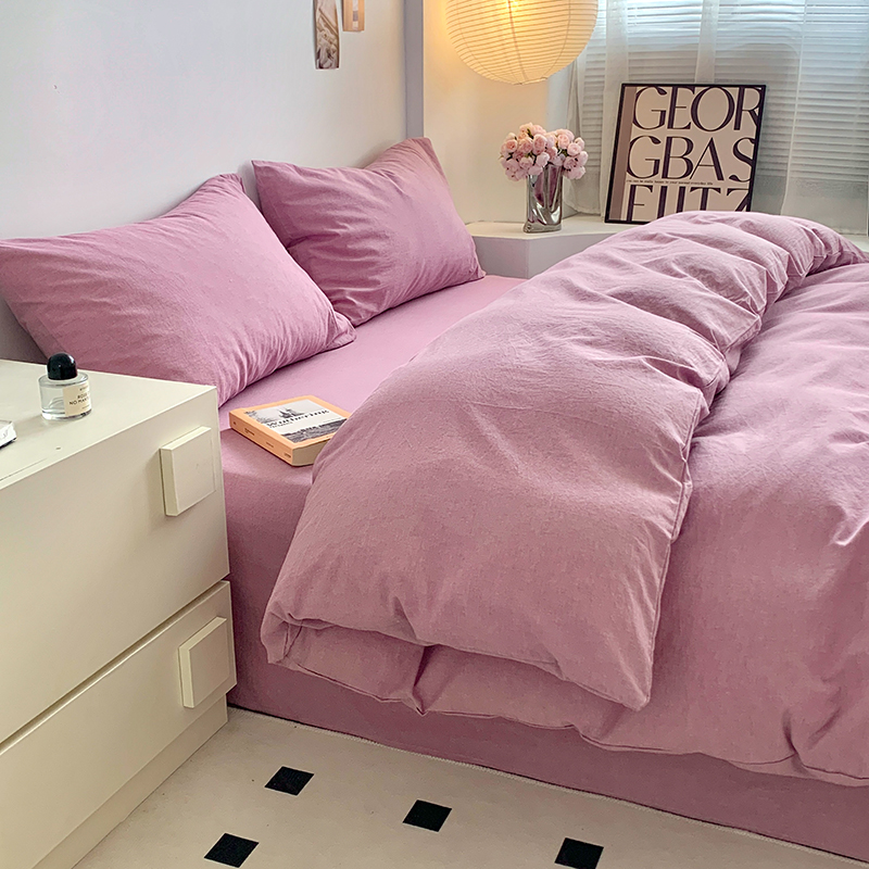 91家纺网 家纺一手货源 找家纺 水洗的故事 2024新款无印良品水洗棉四件套 丁香紫