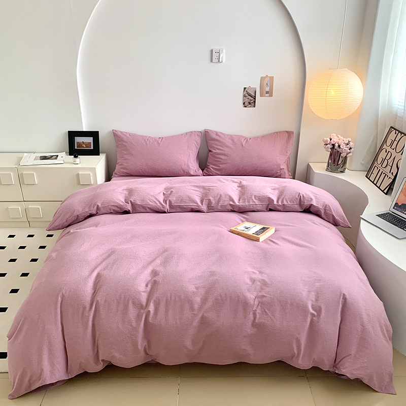 91家纺网 家纺一手货源 找家纺 水洗的故事 2024新款无印良品水洗棉四件套 丁香紫