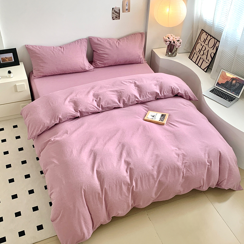 91家纺网 家纺一手货源 找家纺 水洗的故事 2024新款无印良品水洗棉四件套 丁香紫