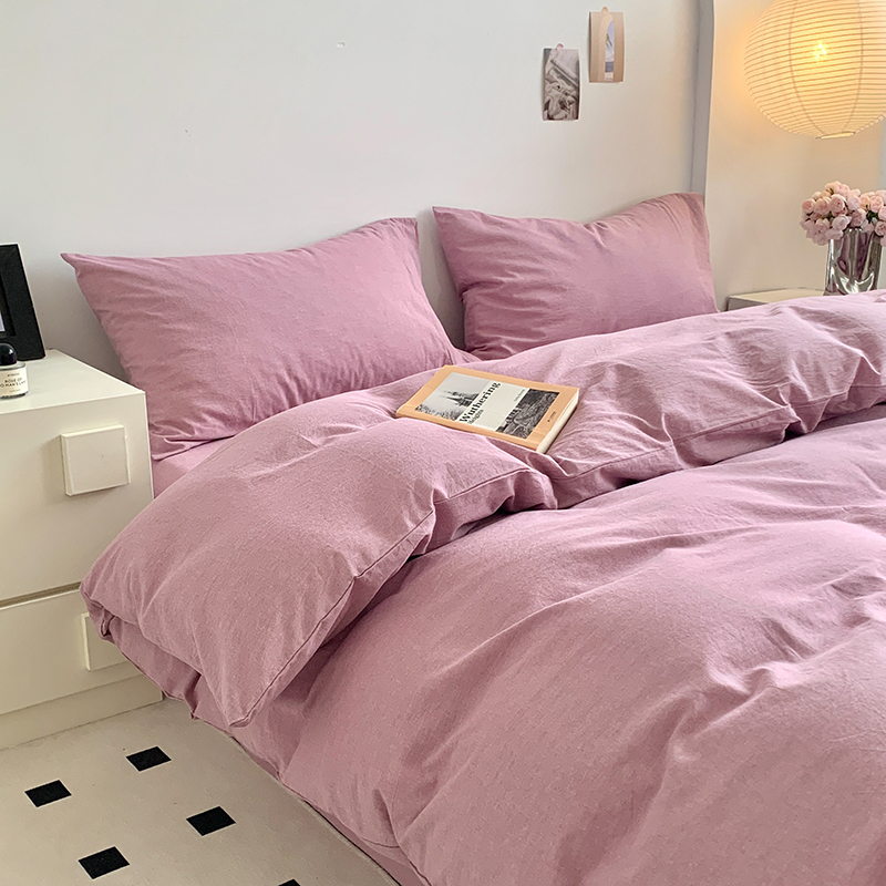 91家纺网 家纺一手货源 找家纺 水洗的故事 2024新款无印良品水洗棉四件套 丁香紫