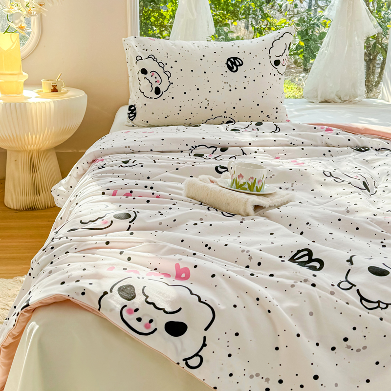 91家纺网 家纺一手货源 找家纺 梦恬佳-2024新款A类水洗双层纱夏凉被 小羊暖暖