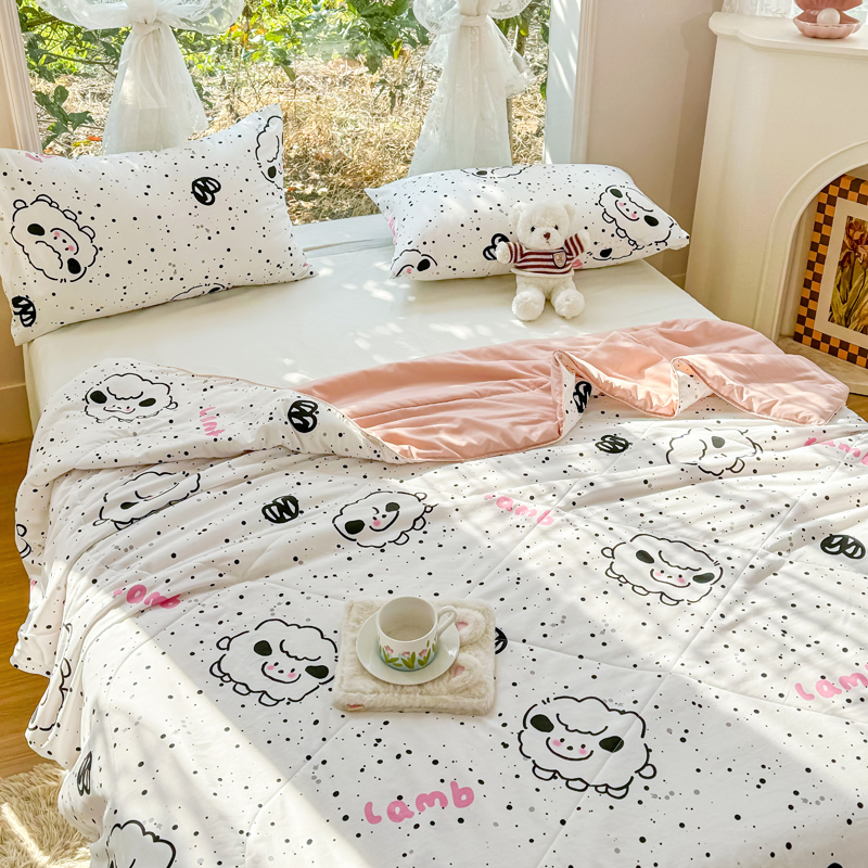 91家纺网 家纺一手货源 找家纺 梦恬佳-2024新款A类水洗双层纱夏凉被 小羊暖暖
