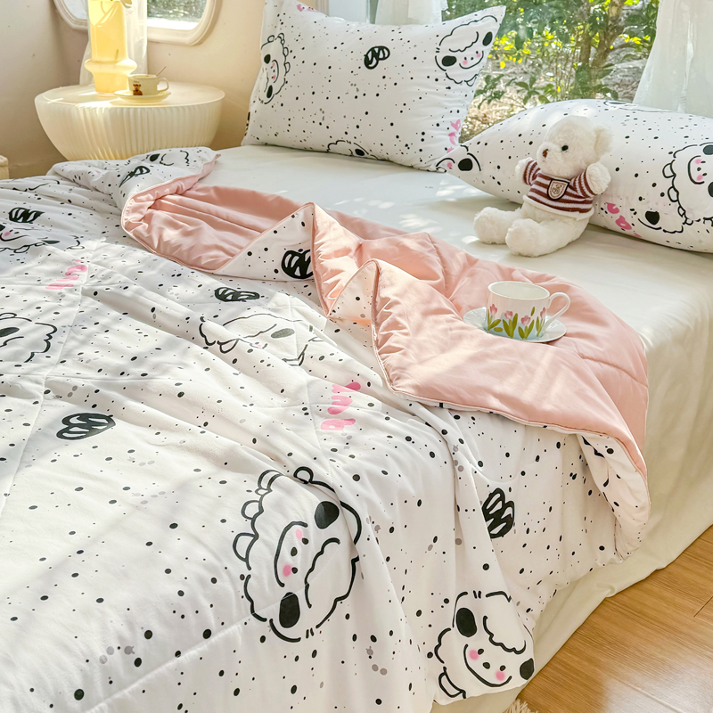 91家纺网 家纺一手货源 找家纺 梦恬佳-2024新款A类水洗双层纱夏凉被 小羊暖暖