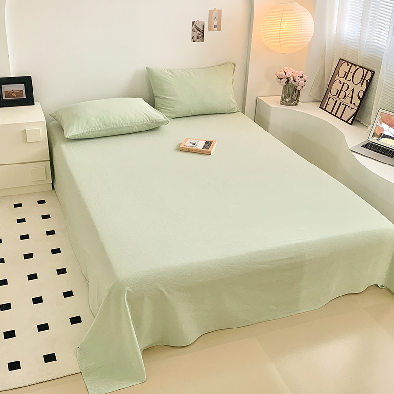 水洗的故事 2024新款无印良品水洗棉四件套 果绿