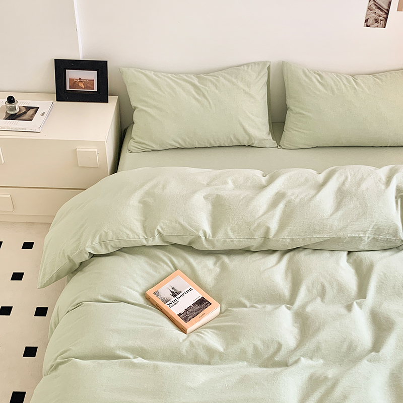 91家纺网 家纺一手货源 找家纺 水洗的故事 2024新款无印良品水洗棉四件套 果绿