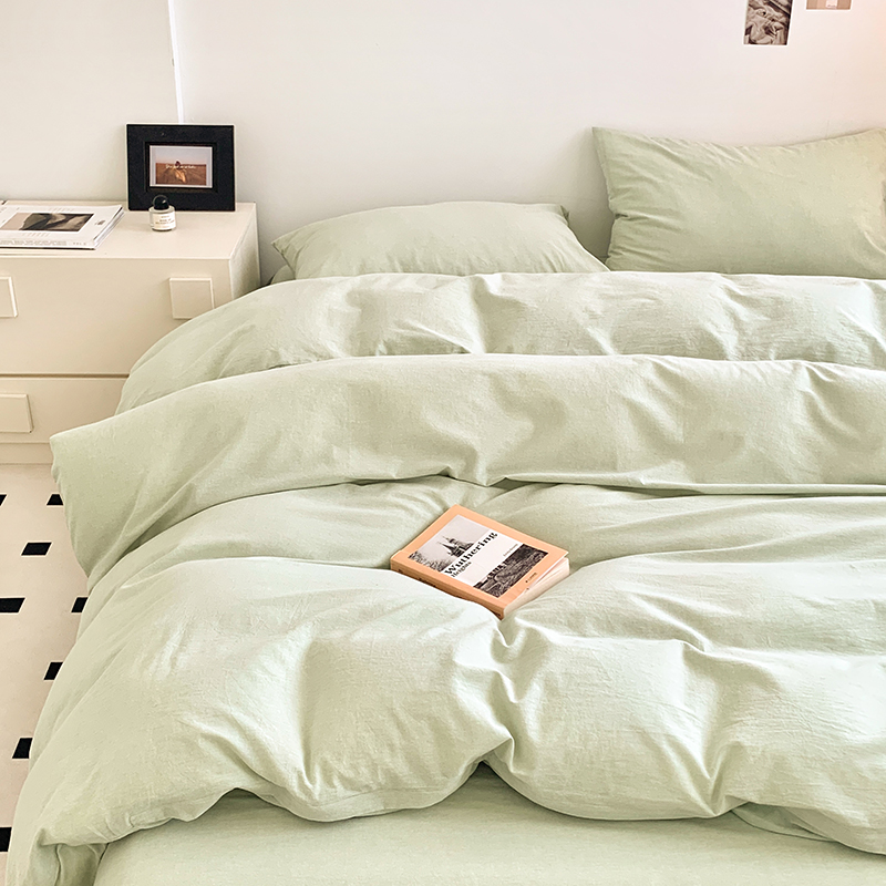 91家纺网 家纺一手货源 找家纺 水洗的故事 2024新款无印良品水洗棉四件套 果绿