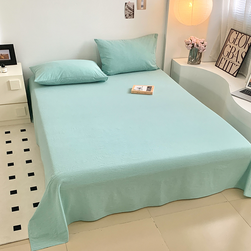 91家纺网 家纺一手货源 找家纺 水洗的故事 2024新款无印良品水洗棉四件套 湖绿