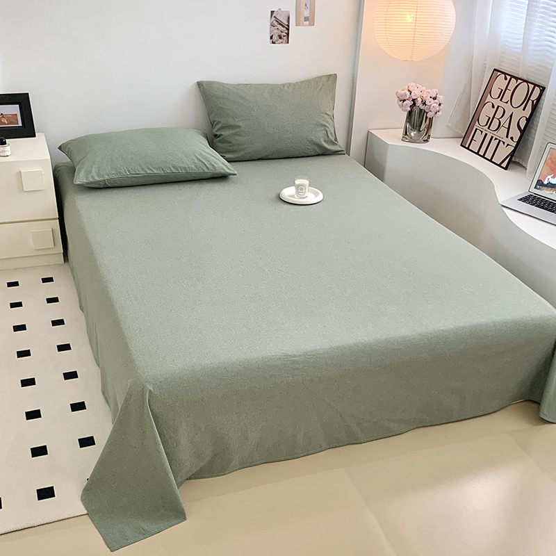 水洗的故事 2024新款无印良品水洗棉四件套 绿素色