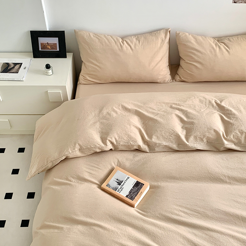 91家纺网 家纺一手货源 找家纺 水洗的故事 2024新款无印良品水洗棉四件套 米素色