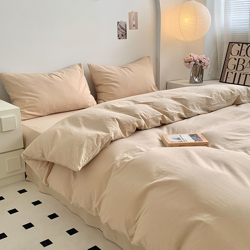 91家纺网 家纺一手货源 找家纺 水洗的故事 2024新款无印良品水洗棉四件套 米素色