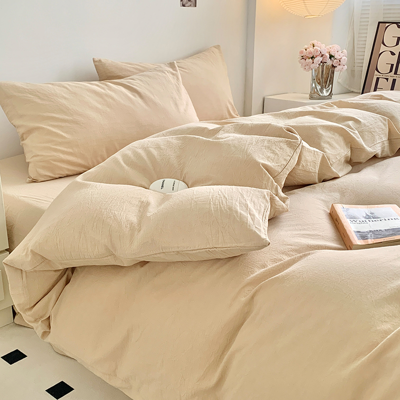 91家纺网 家纺一手货源 找家纺 水洗的故事 2024新款无印良品水洗棉四件套 米素色