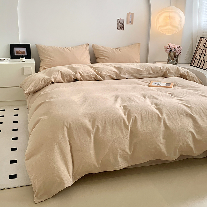 91家纺网 家纺一手货源 找家纺 水洗的故事 2024新款无印良品水洗棉四件套 米素色