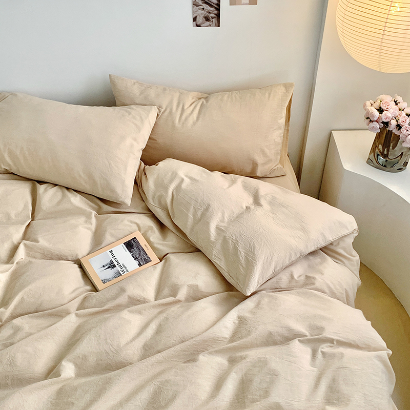 91家纺网 家纺一手货源 找家纺 水洗的故事 2024新款无印良品水洗棉四件套 米素色