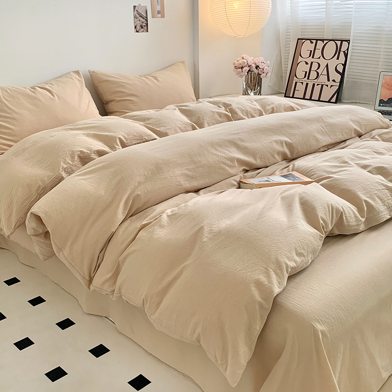 91家纺网 家纺一手货源 找家纺 水洗的故事 2024新款无印良品水洗棉四件套 米素色