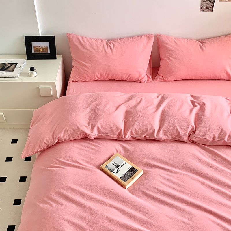 91家纺网 家纺一手货源 找家纺 水洗的故事 2024新款无印良品水洗棉四件套 嫩粉