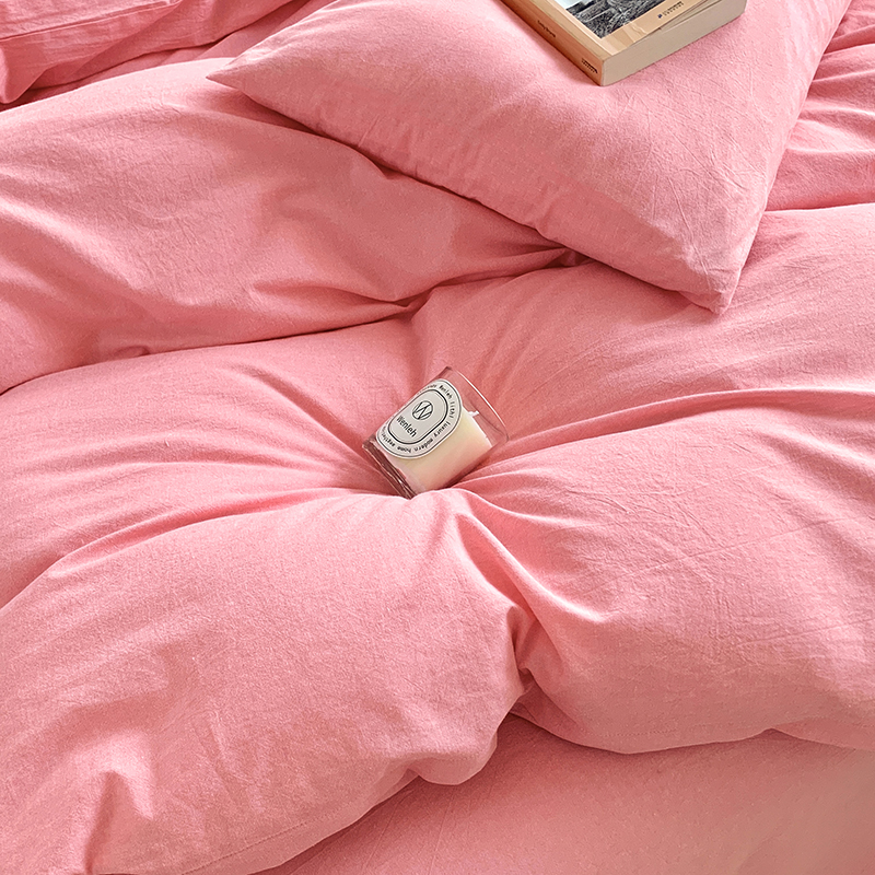 91家纺网 家纺一手货源 找家纺 水洗的故事 2024新款无印良品水洗棉四件套 嫩粉