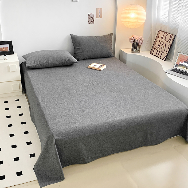 水洗的故事 2024新款无印良品水洗棉四件套 深灰素色