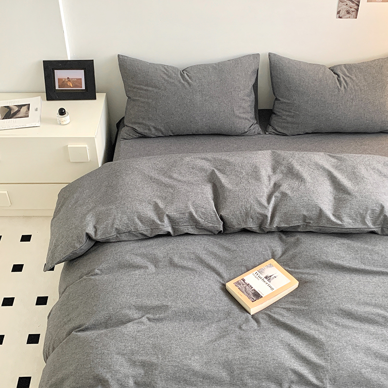 91家纺网 家纺一手货源 找家纺 水洗的故事 2024新款无印良品水洗棉四件套 深灰素色