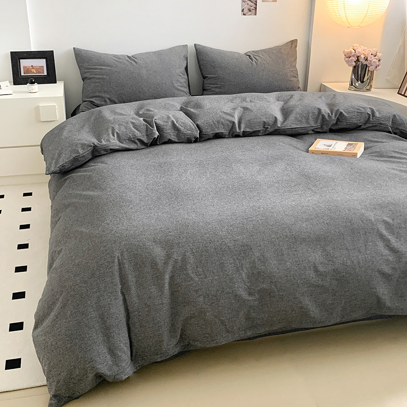 91家纺网 家纺一手货源 找家纺 水洗的故事 2024新款无印良品水洗棉四件套 深灰素色