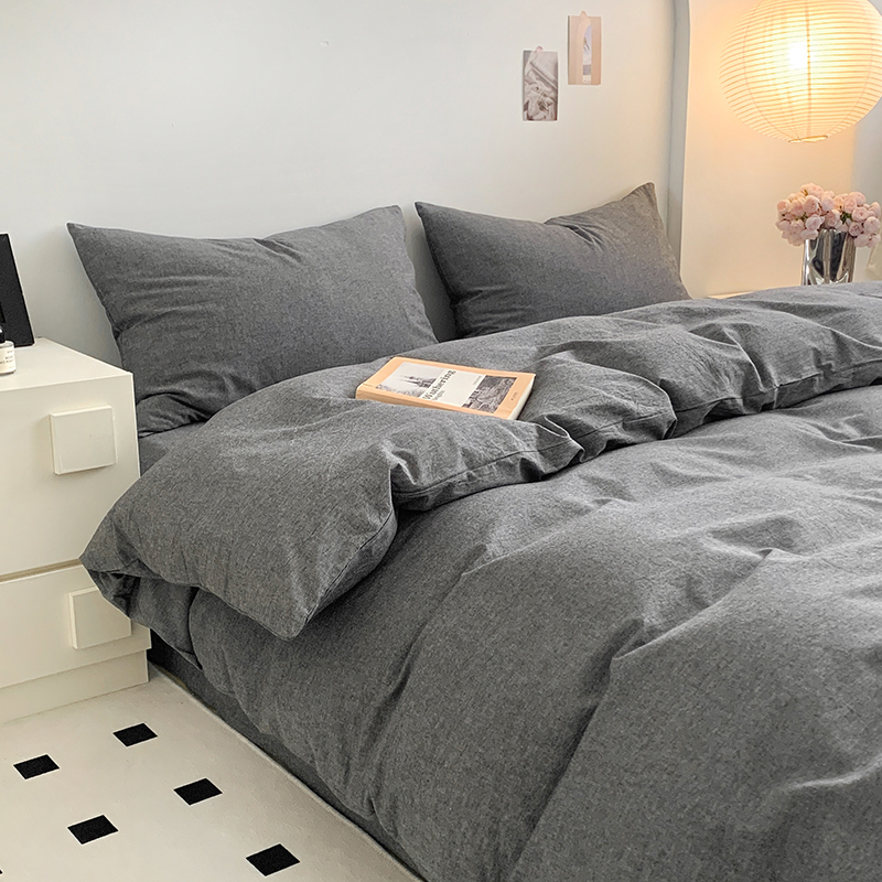 91家纺网 家纺一手货源 找家纺 水洗的故事 2024新款无印良品水洗棉四件套 深灰素色