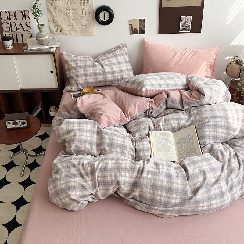 91家纺网 家纺一手货源 找家纺 （总）水洗的故事 2024新款A类无印良品AB版全棉色织水洗棉四件套