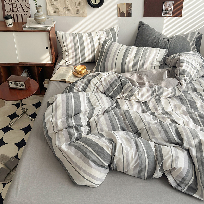 91家纺网 家纺一手货源 找家纺 （总）水洗的故事 2024新款A类无印良品AB版全棉色织水洗棉四件套