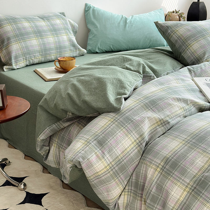 91家纺网 家纺一手货源 找家纺 （总）水洗的故事 2024新款A类无印良品AB版全棉色织水洗棉四件套