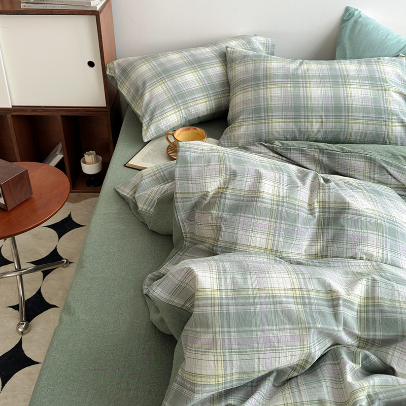 91家纺网 家纺一手货源 找家纺 （总）水洗的故事 2024新款A类无印良品AB版全棉色织水洗棉四件套