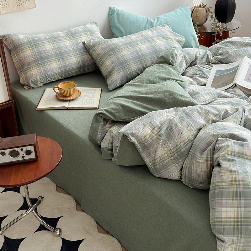 91家纺网 家纺一手货源 找家纺 水洗的故事 2024新款A类无印良品AB版全棉色织水洗棉四件套 绿野仙踪