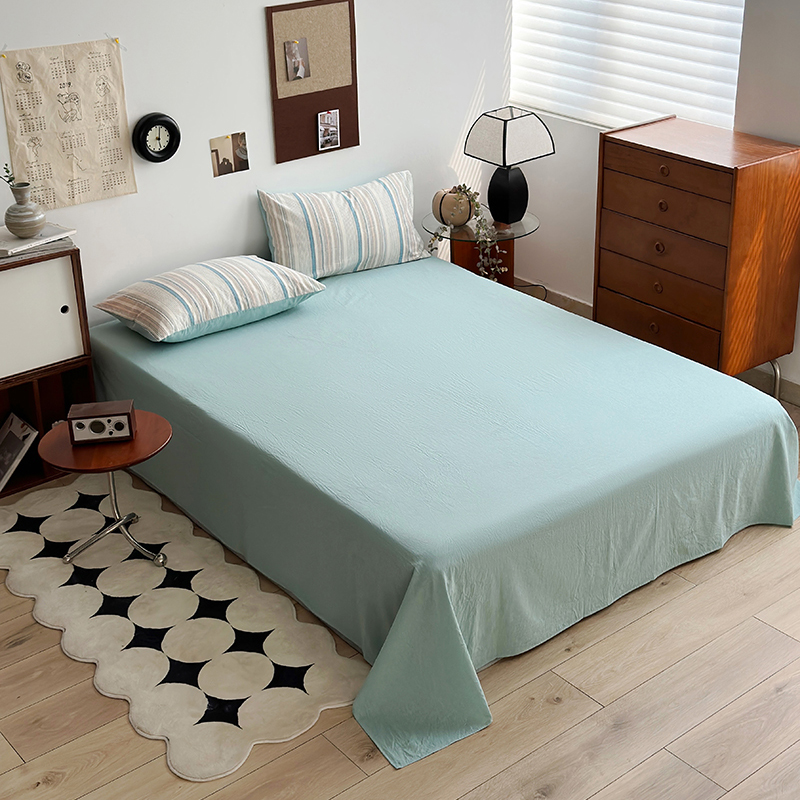 水洗的故事 2024新款A类无印良品AB版全棉色织水洗棉四件套 参青-绿