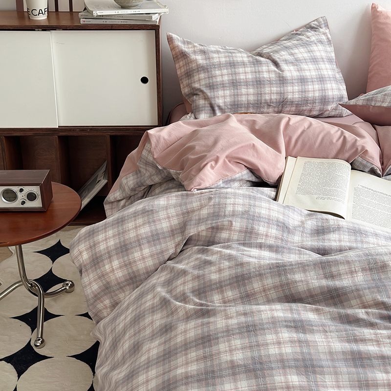 91家纺网 家纺一手货源 找家纺 水洗的故事 2024新款A类无印良品AB版全棉色织水洗棉四件套 南风