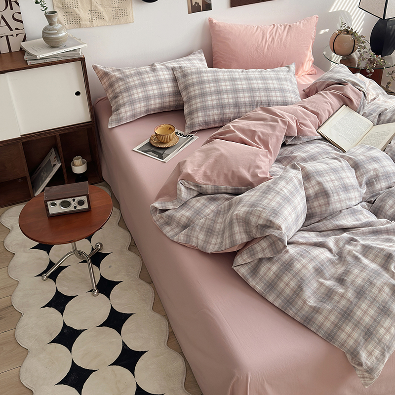 91家纺网 家纺一手货源 找家纺 水洗的故事 2024新款A类无印良品AB版全棉色织水洗棉四件套 南风