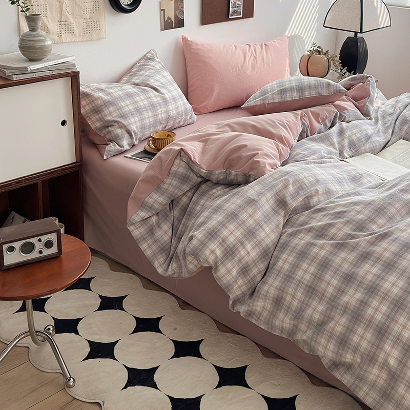 91家纺网 家纺一手货源 找家纺 水洗的故事 2024新款A类无印良品AB版全棉色织水洗棉四件套 南风