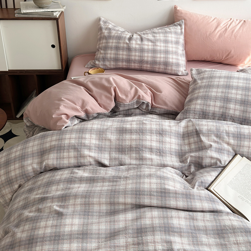 91家纺网 家纺一手货源 找家纺 水洗的故事 2024新款A类无印良品AB版全棉色织水洗棉四件套 南风