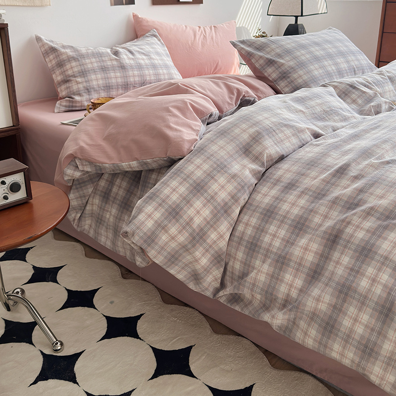 91家纺网 家纺一手货源 找家纺 水洗的故事 2024新款A类无印良品AB版全棉色织水洗棉四件套 南风