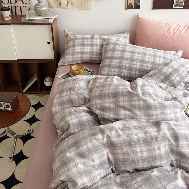 91家纺网 家纺一手货源 找家纺 水洗的故事 2024新款A类无印良品AB版全棉色织水洗棉四件套 南风