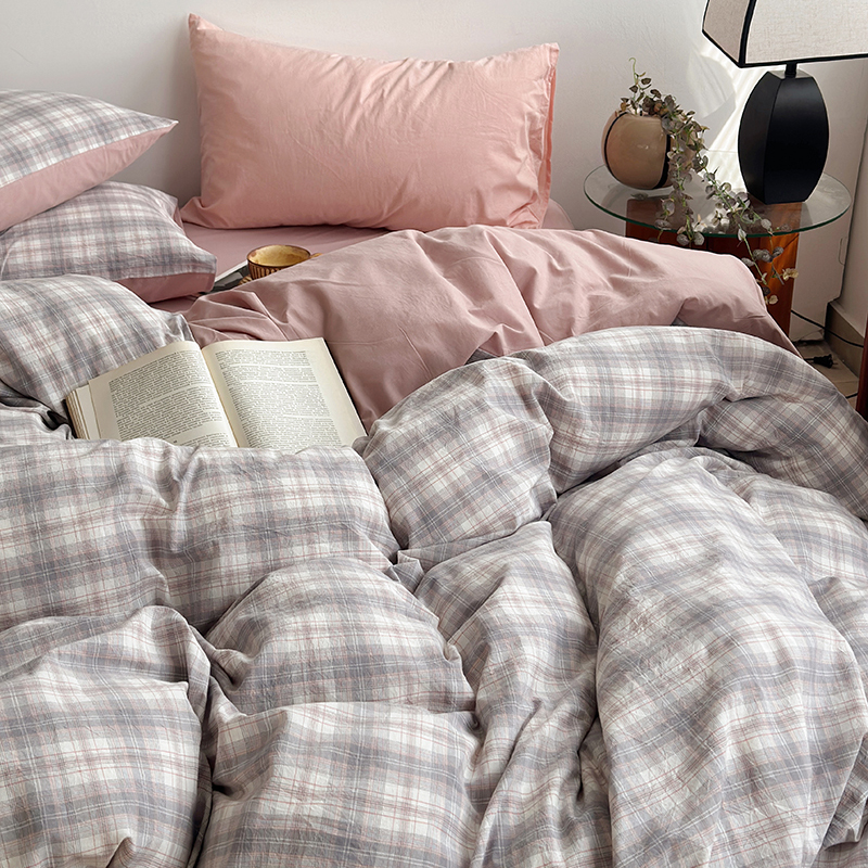 91家纺网 家纺一手货源 找家纺 水洗的故事 2024新款A类无印良品AB版全棉色织水洗棉四件套 南风