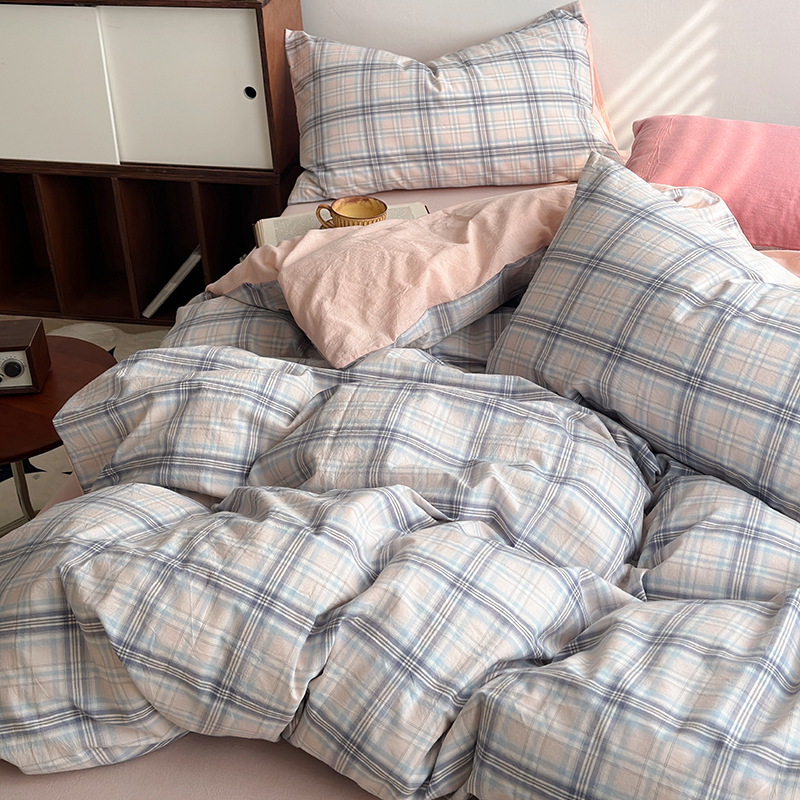 91家纺网 家纺一手货源 找家纺 水洗的故事 2024新款A类无印良品AB版全棉色织水洗棉四件套 晚星