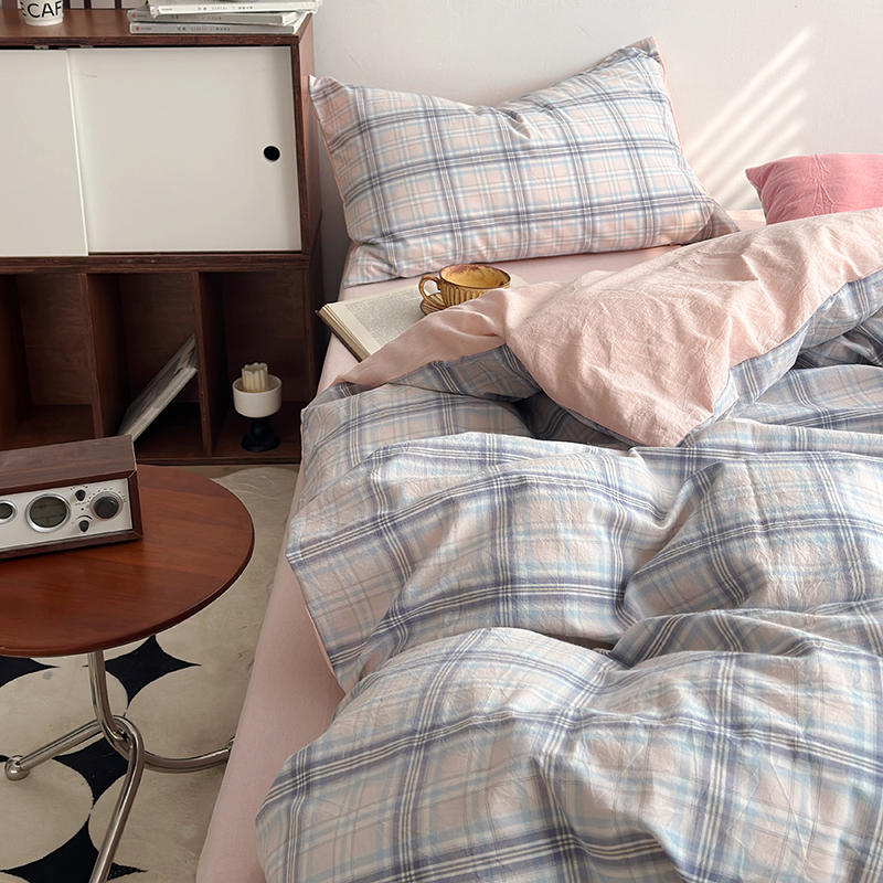 91家纺网 家纺一手货源 找家纺 水洗的故事 2024新款A类无印良品AB版全棉色织水洗棉四件套 晚星