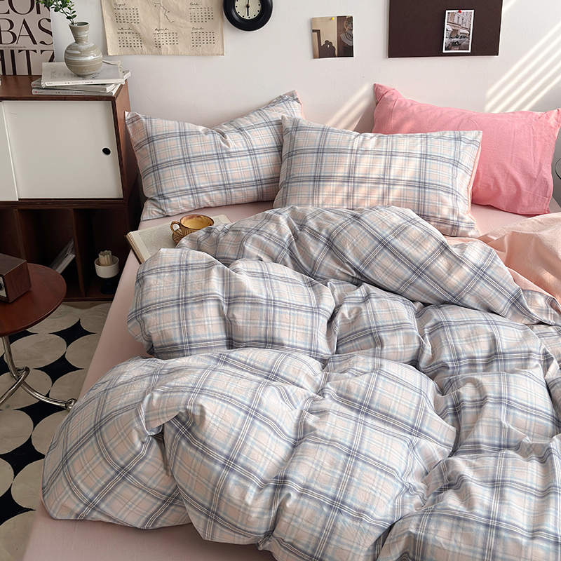 91家纺网 家纺一手货源 找家纺 水洗的故事 2024新款A类无印良品AB版全棉色织水洗棉四件套 晚星