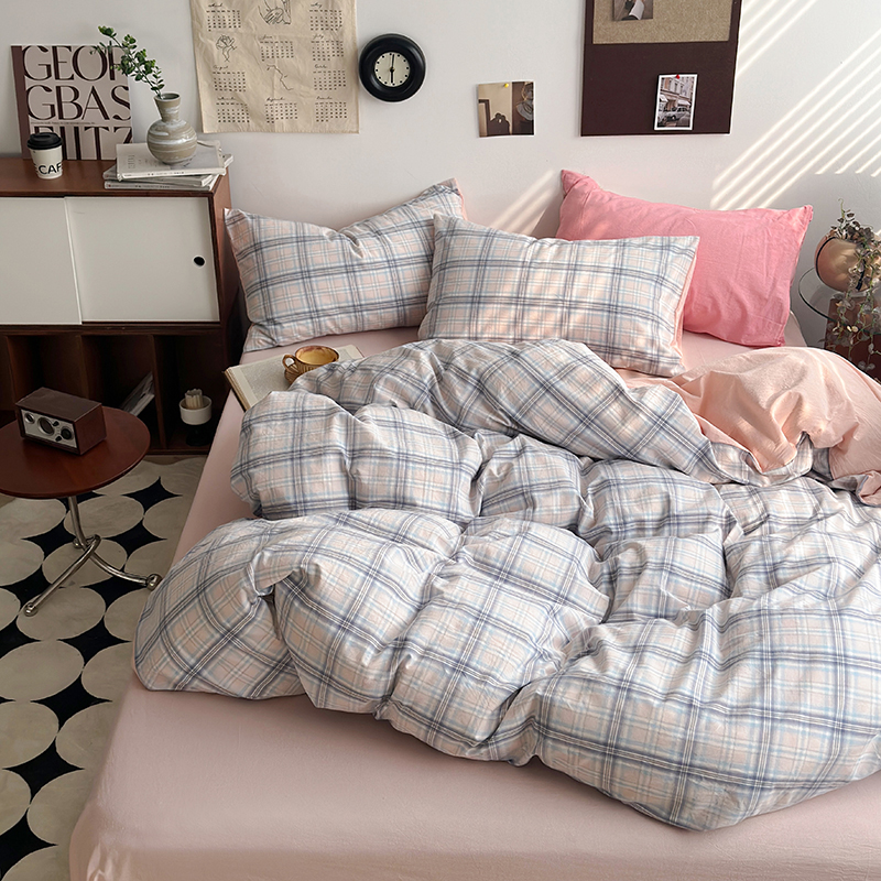 水洗的故事 2024新款A类无印良品AB版全棉色织水洗棉四件套 晚星