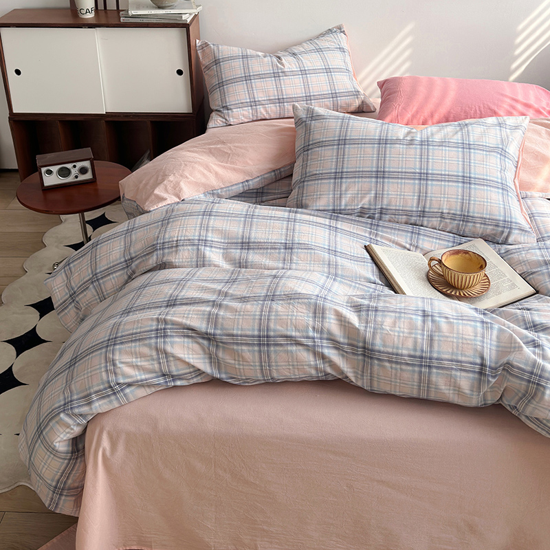 91家纺网 家纺一手货源 找家纺 水洗的故事 2024新款A类无印良品AB版全棉色织水洗棉四件套 晚星