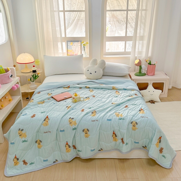 91家纺网 家纺一手货源 找家纺 啊雅家居 2025新款凉感丝夏凉被冰淇淋夏被 小旺财