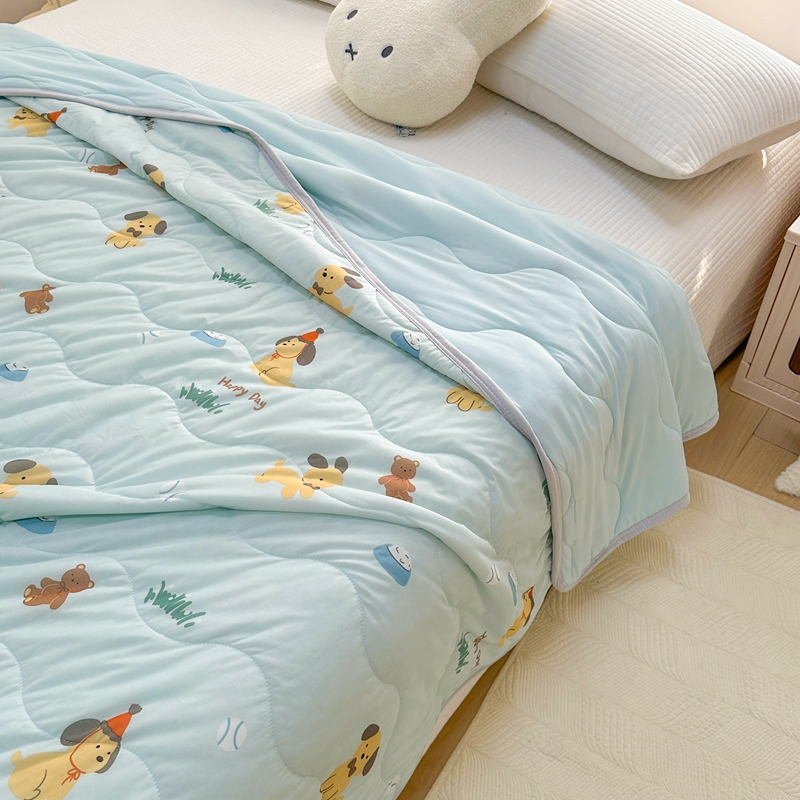 91家纺网 家纺一手货源 找家纺 啊雅家居 2025新款凉感丝夏凉被冰淇淋夏被 小旺财