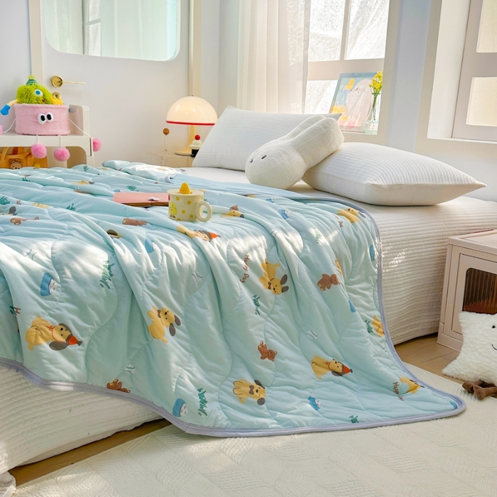 91家纺网 家纺一手货源 找家纺 啊雅家居 2025新款凉感丝夏凉被冰淇淋夏被 小旺财