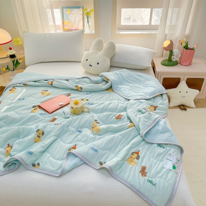 91家纺网 家纺一手货源 找家纺 啊雅家居 2025新款凉感丝夏凉被冰淇淋夏被 小旺财