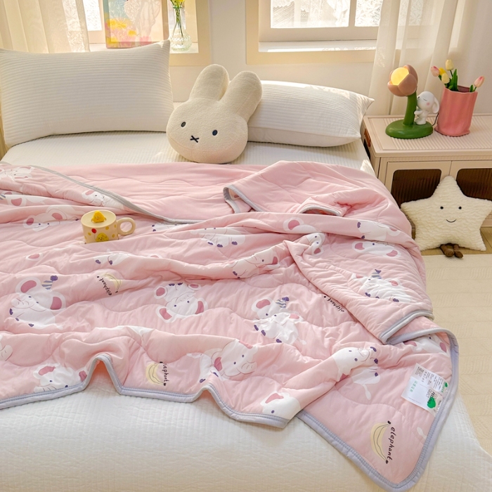 91家纺网 家纺一手货源 找家纺 啊雅家居 2025新款凉感丝夏凉被冰淇淋夏被 象宝宝