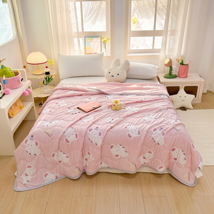 91家纺网 家纺一手货源 找家纺 啊雅家居 2025新款凉感丝夏凉被冰淇淋夏被 象宝宝