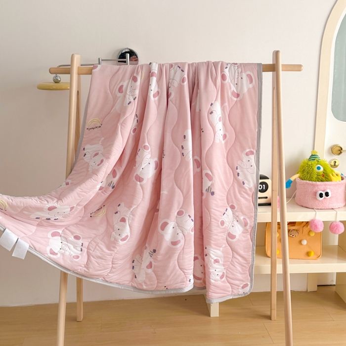 91家纺网 家纺一手货源 找家纺 啊雅家居 2025新款凉感丝夏凉被冰淇淋夏被 象宝宝