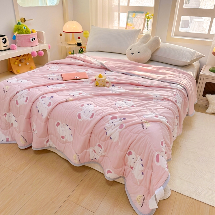 91家纺网 家纺一手货源 找家纺 啊雅家居 2025新款凉感丝夏凉被冰淇淋夏被 象宝宝